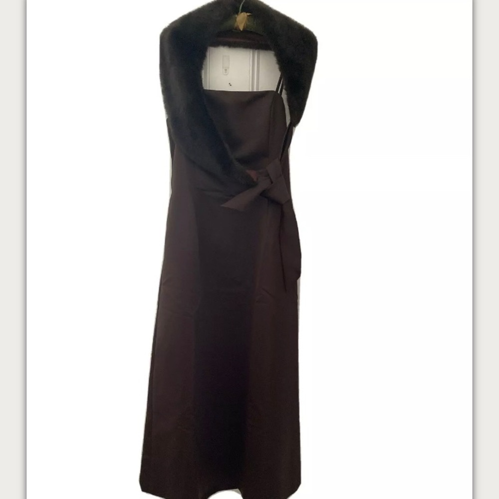 Jessica McClintock Gown in Brownish Olive Sheen